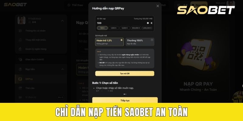 Chỉ dẫn nạp tiền SAOBET an toàn