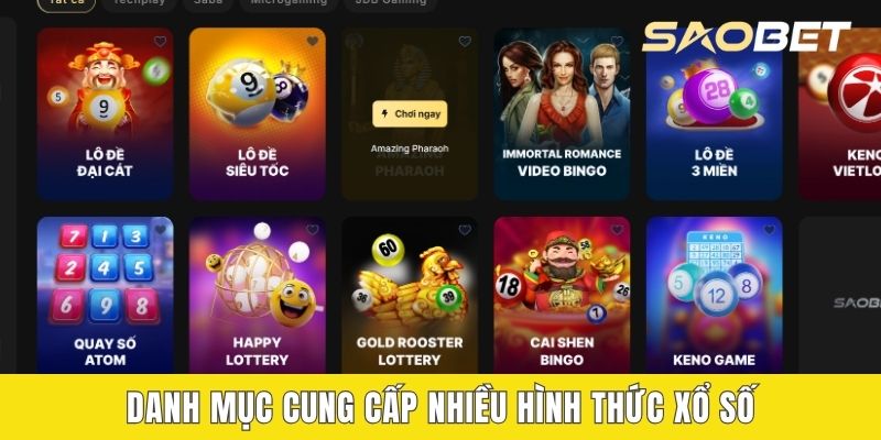 Danh mục cung cấp nhiều hình thức xổ số