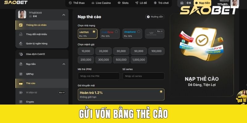 Gửi vốn bằng thẻ cào