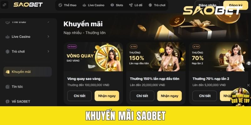 Khuyến Mãi SAOBET - Trải Nghiệm Hôm Nay Nhận Ngay 100.000k