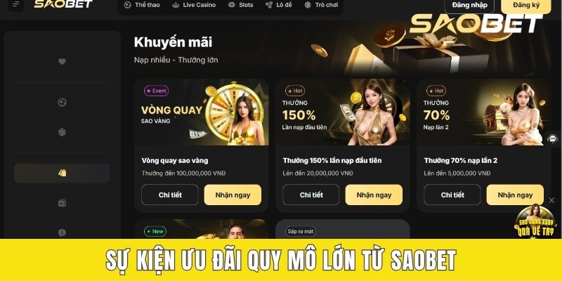 Sự kiện ưu đãi quy mô lớn từ SAOBET